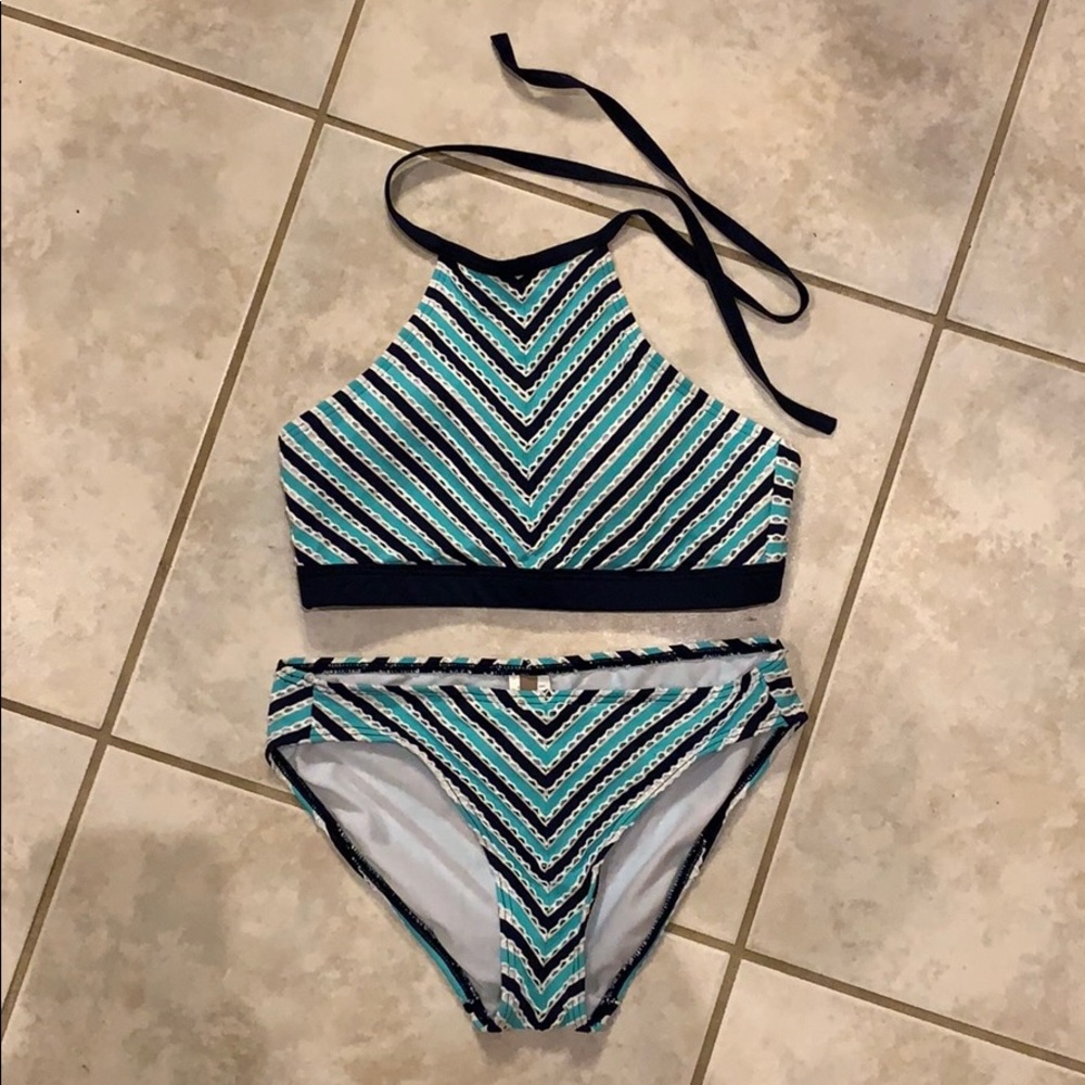 Sunseeker Blue Striped Halter Bikini